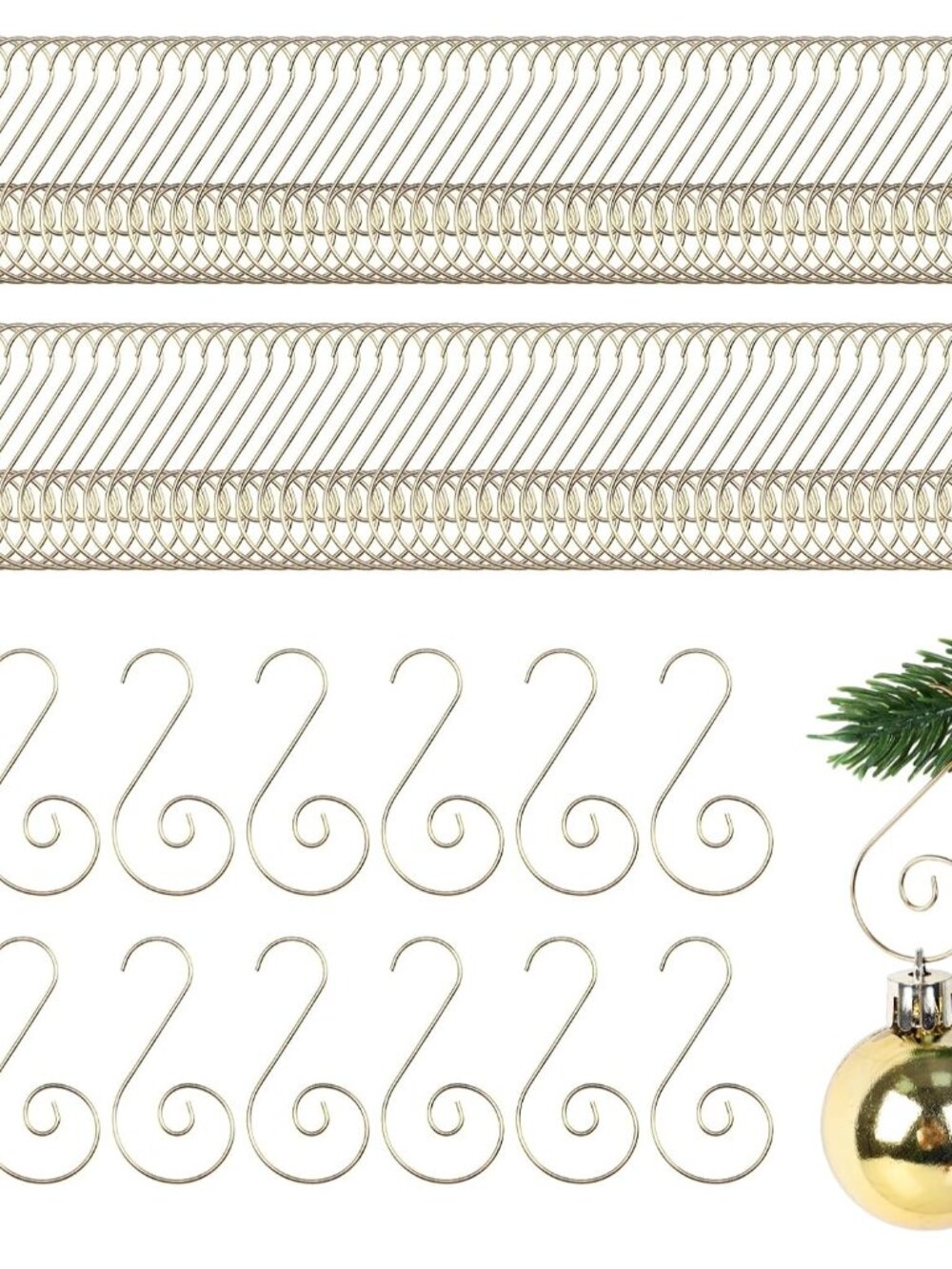 Christmas Ornament Hooks, Christmas Ornament Hangers 120Pcs, Small Metal Decorat